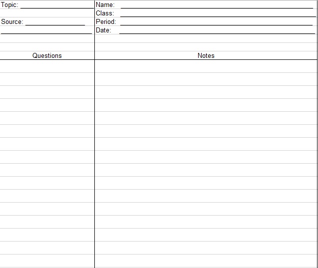 cornell notes spreadsheet