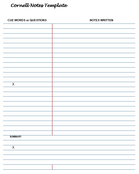 cornell notes template for questions