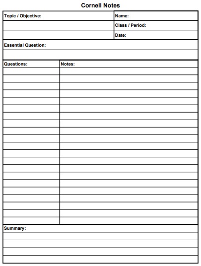 free note taking template
