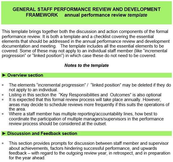 general staff performance review template