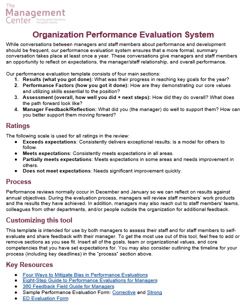 organization performance management system