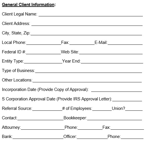 client information form template
