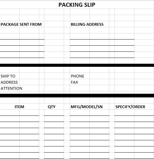 packing list format in excel download