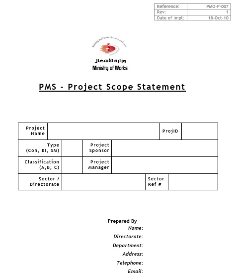 project scope document template