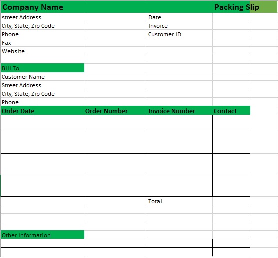sample packing list template