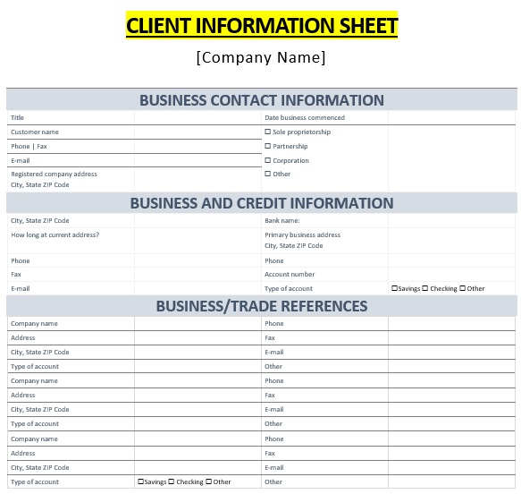 25+ Client Information Sheet Templates [Word, PDF]