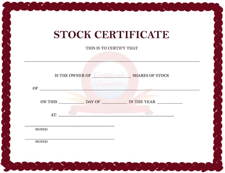 stock certificate template 1