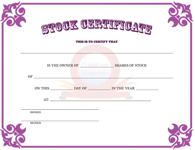 stock certificate template 2