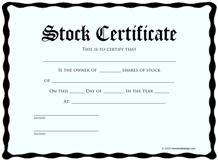 stock certificate template 4