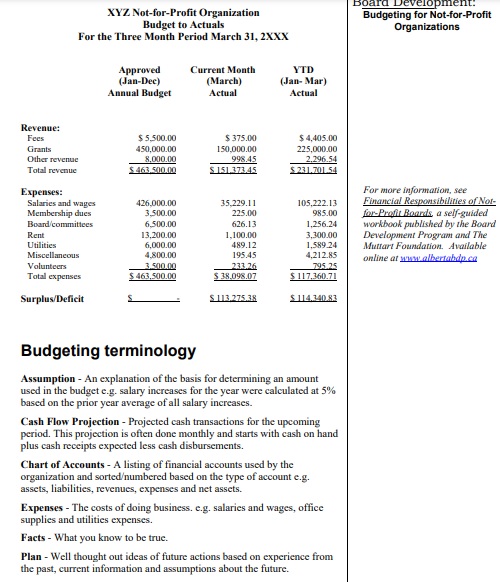 annual nonprofit budget template