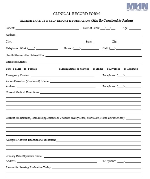 clinical record form