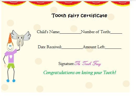 editable and printable tooth fairy certificate template