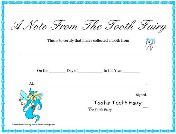 editable tooth fairy certificate