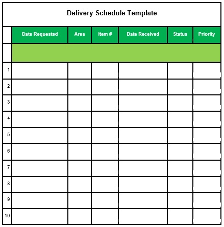 free delivery schedule template 1