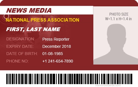 id card template for news media