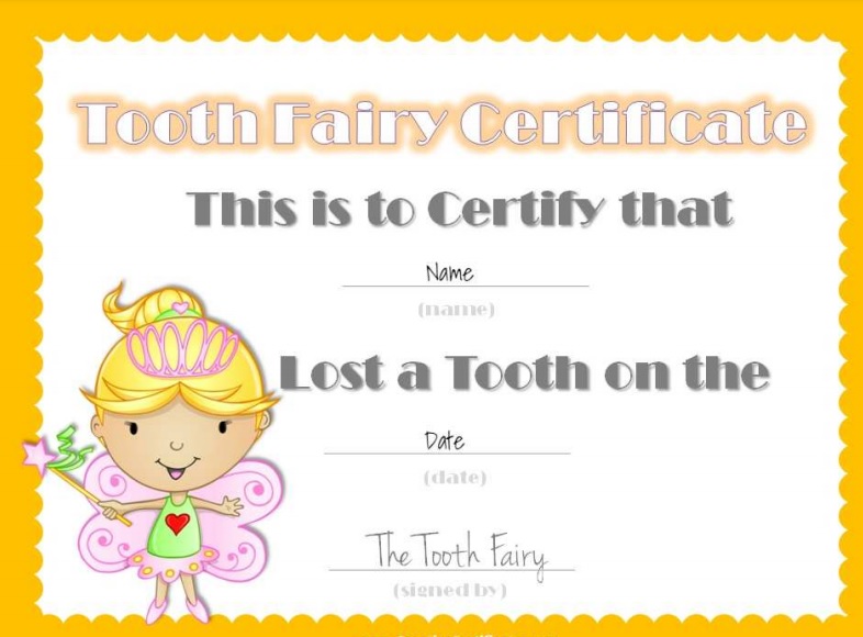 lost tooth certificate printable