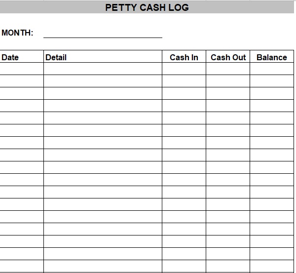 petty cash log spreadsheet