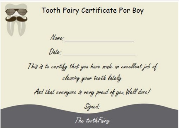 tooth fairy certificate for boy