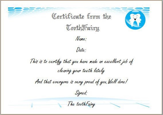 tooth fairy certificate template 1