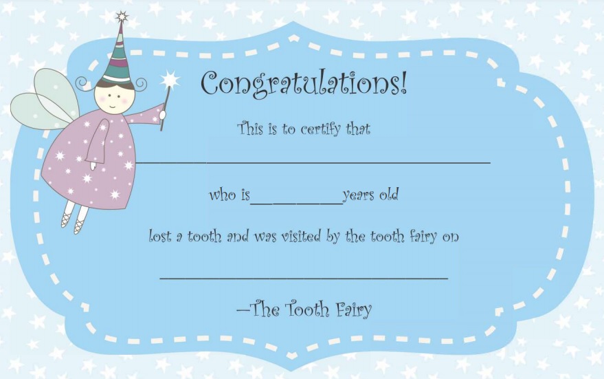 tooth fairy certificate template 2