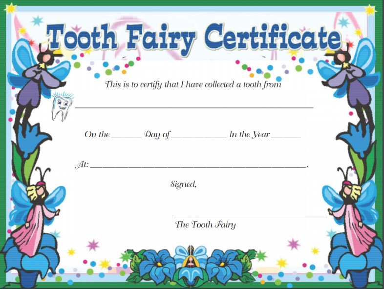 tooth fairy certificate template