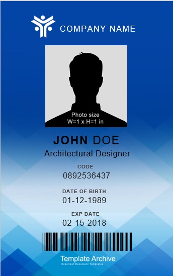 vertical id card template word