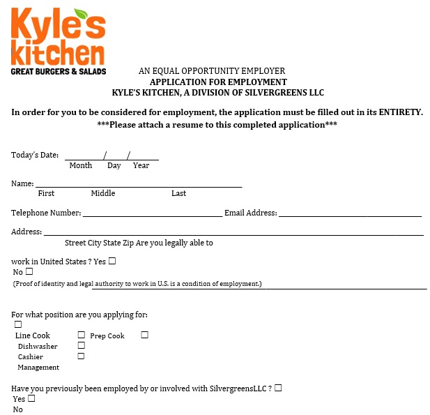 free employment application template 3