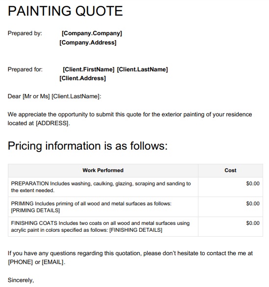 free painting estimate template 3