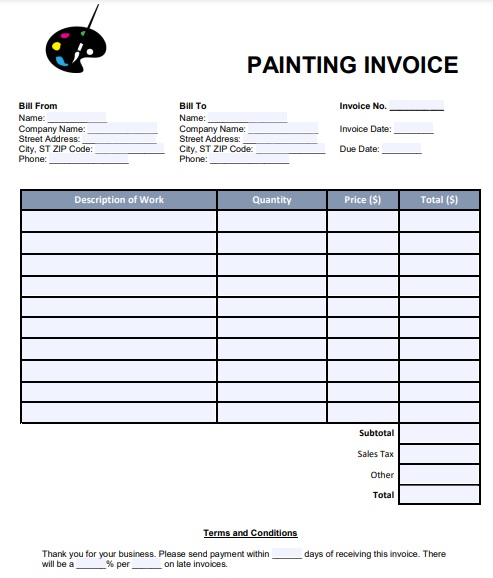 free painting invoice template