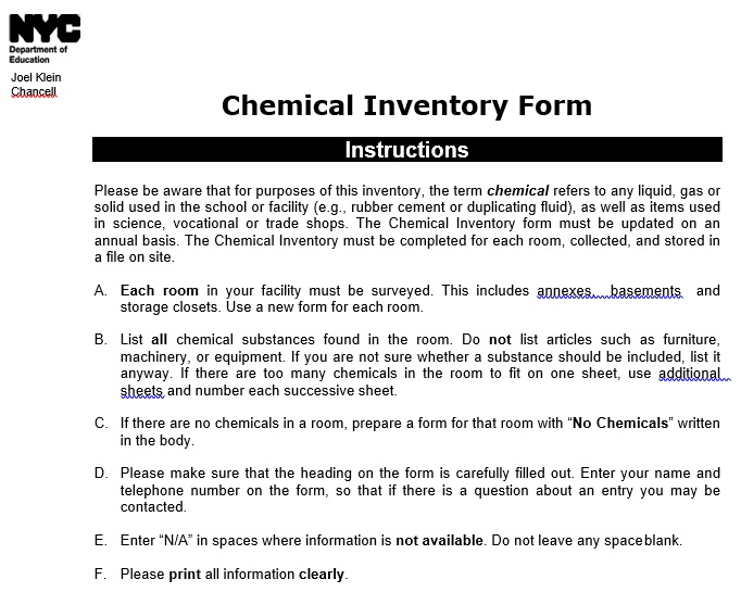 chemical inventory form