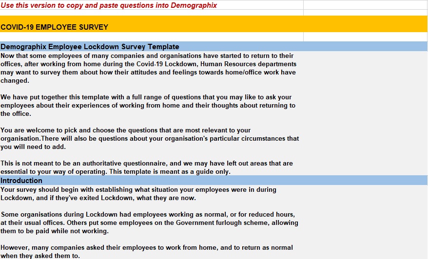 covid 19 employee questionnaire template