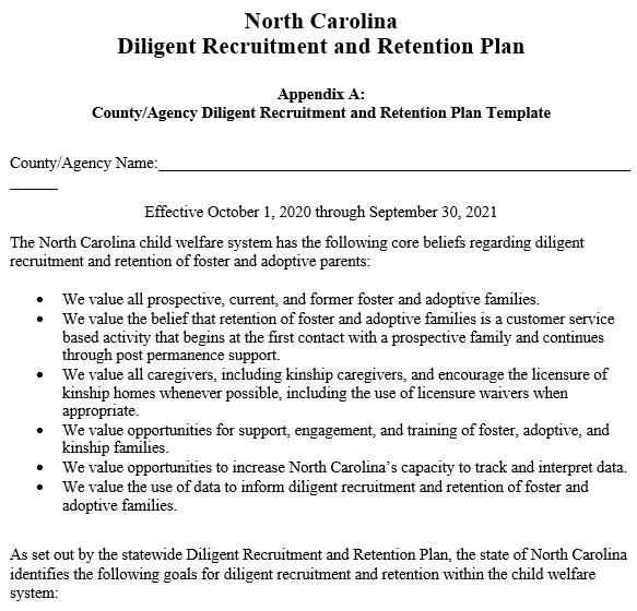 diligent recruitment and retention plan template