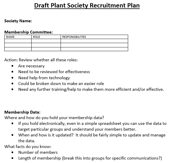 draft plant society recruitment plan template
