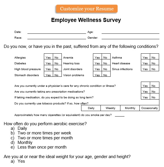 employee wellness survey template
