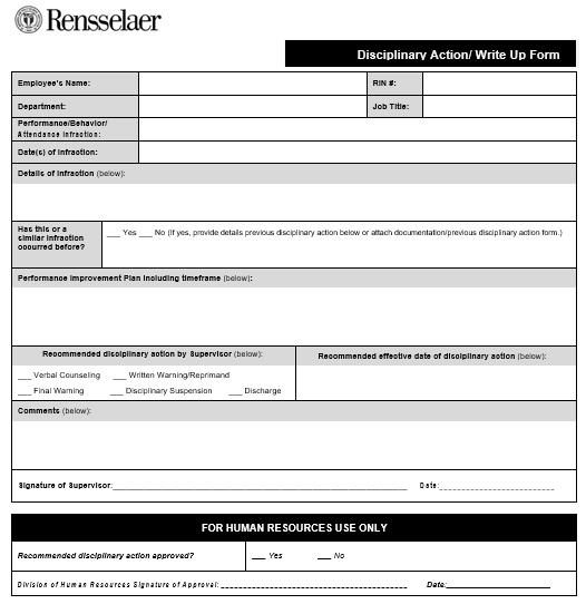 fillable employee write up form