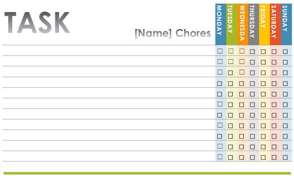 free chore chart template 5