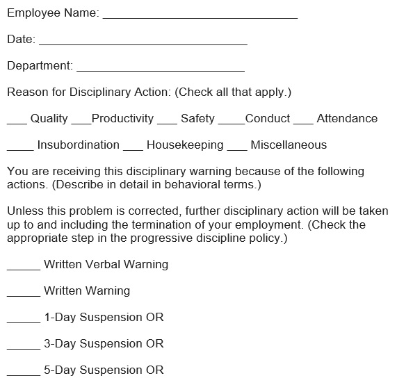 Free Disciplinary Action Form Templates [Word]