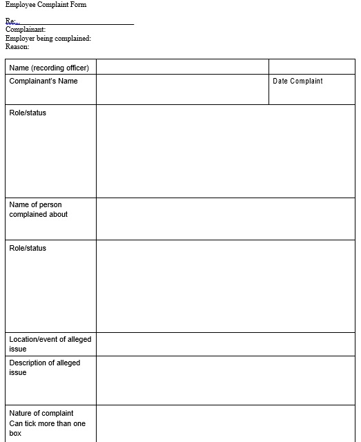 free employee complaint form 11