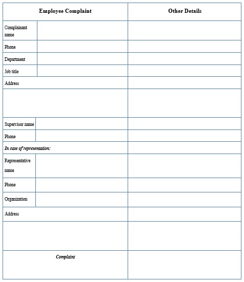 free employee complaint form 2
