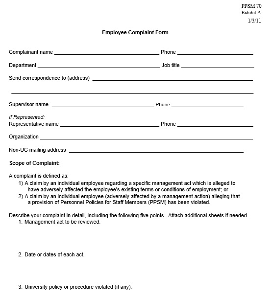 free employee complaint form 4