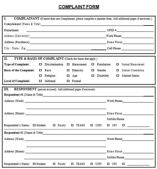 free employee complaint form 6