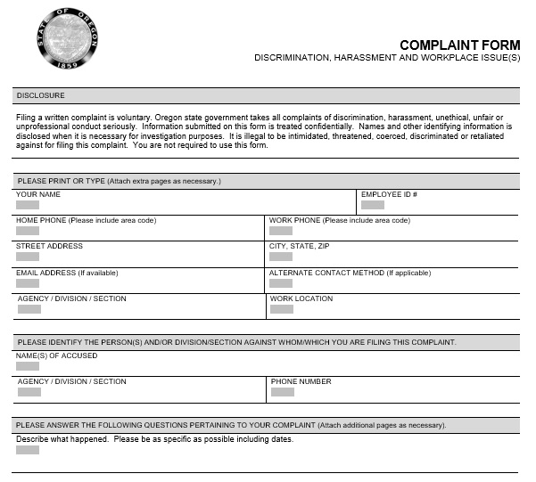 free employee complaint form