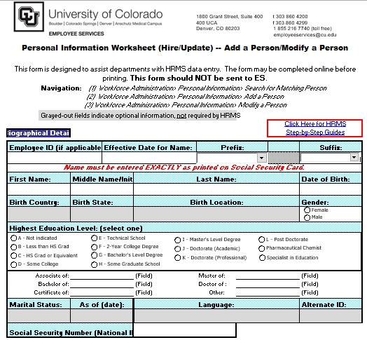 free employee information form 4