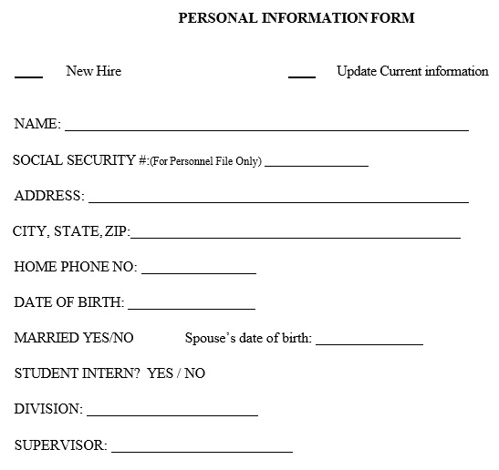 free employee information form 7