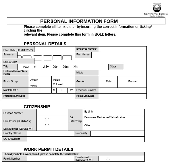 free employee information form 9