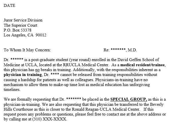 free jury duty excuse letter 1