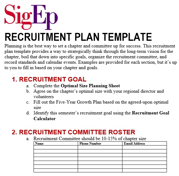 free recruitment plan template 1