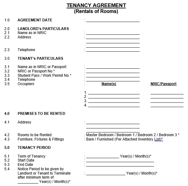 free room rental agreement template 3