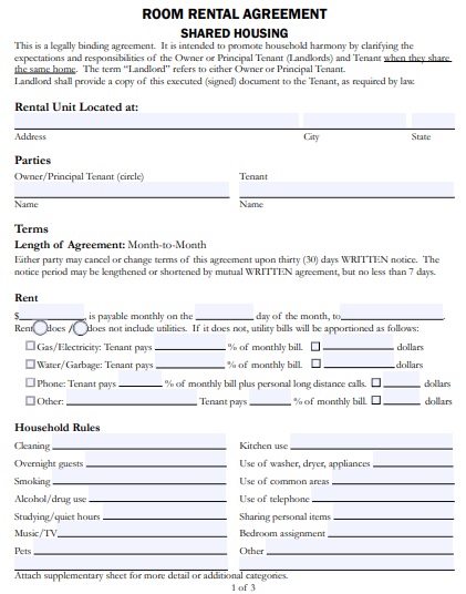 free room rental agreement template 7