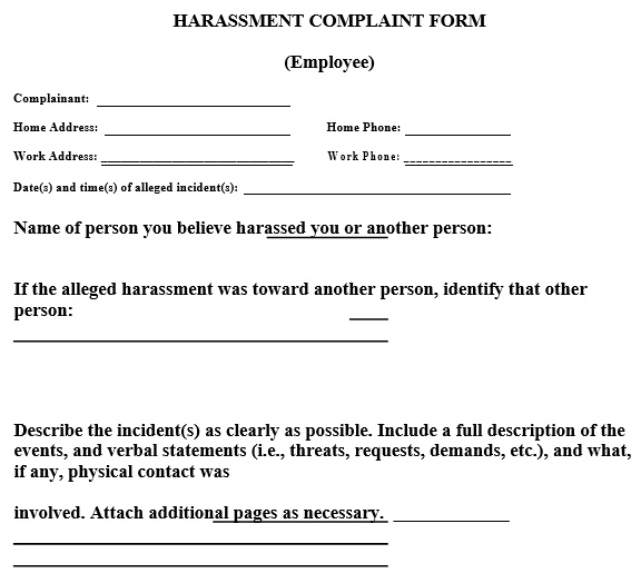 harassment complaint form